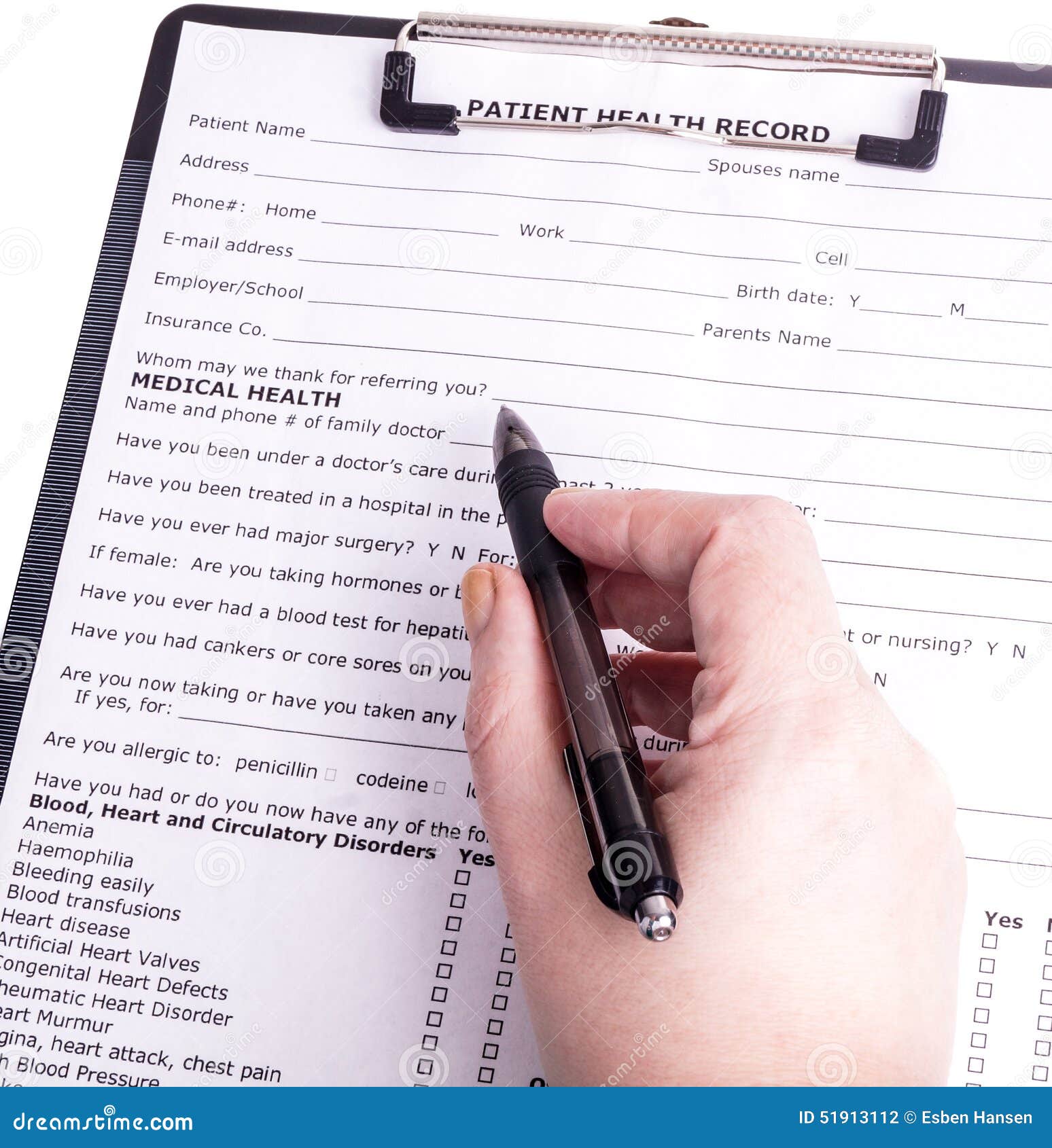 Health Care Person Ready To Write Patient Information Stock Photo