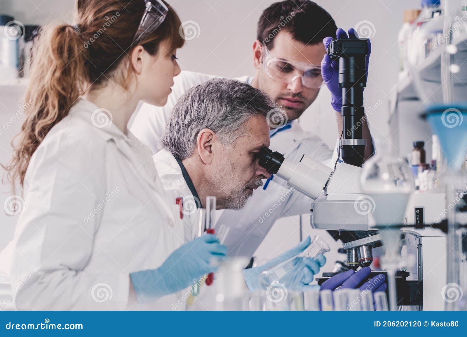 Health Care Researchers Working In Scientific Laboratory Stock Photo