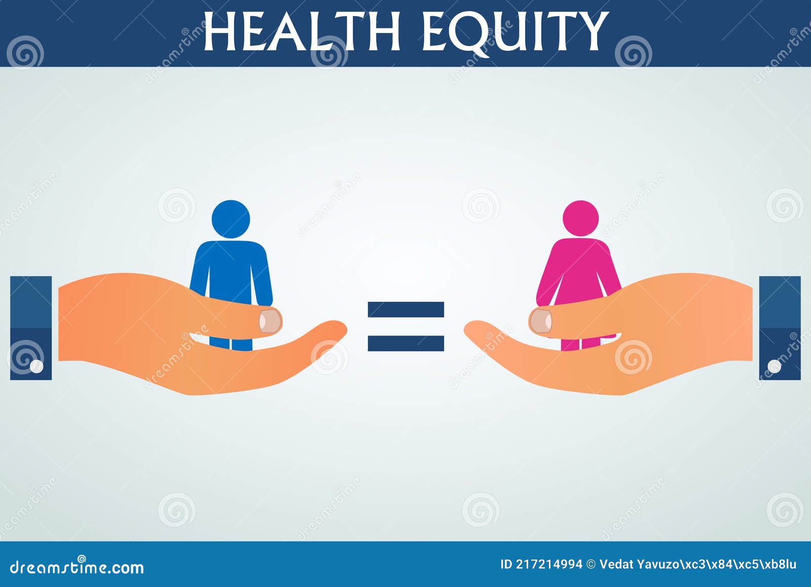 Health Equality Illustration Vector Flat Banner. Healthcare, Fairness, and Equity Concept. Stock Vector - of blue, flat: 217214994