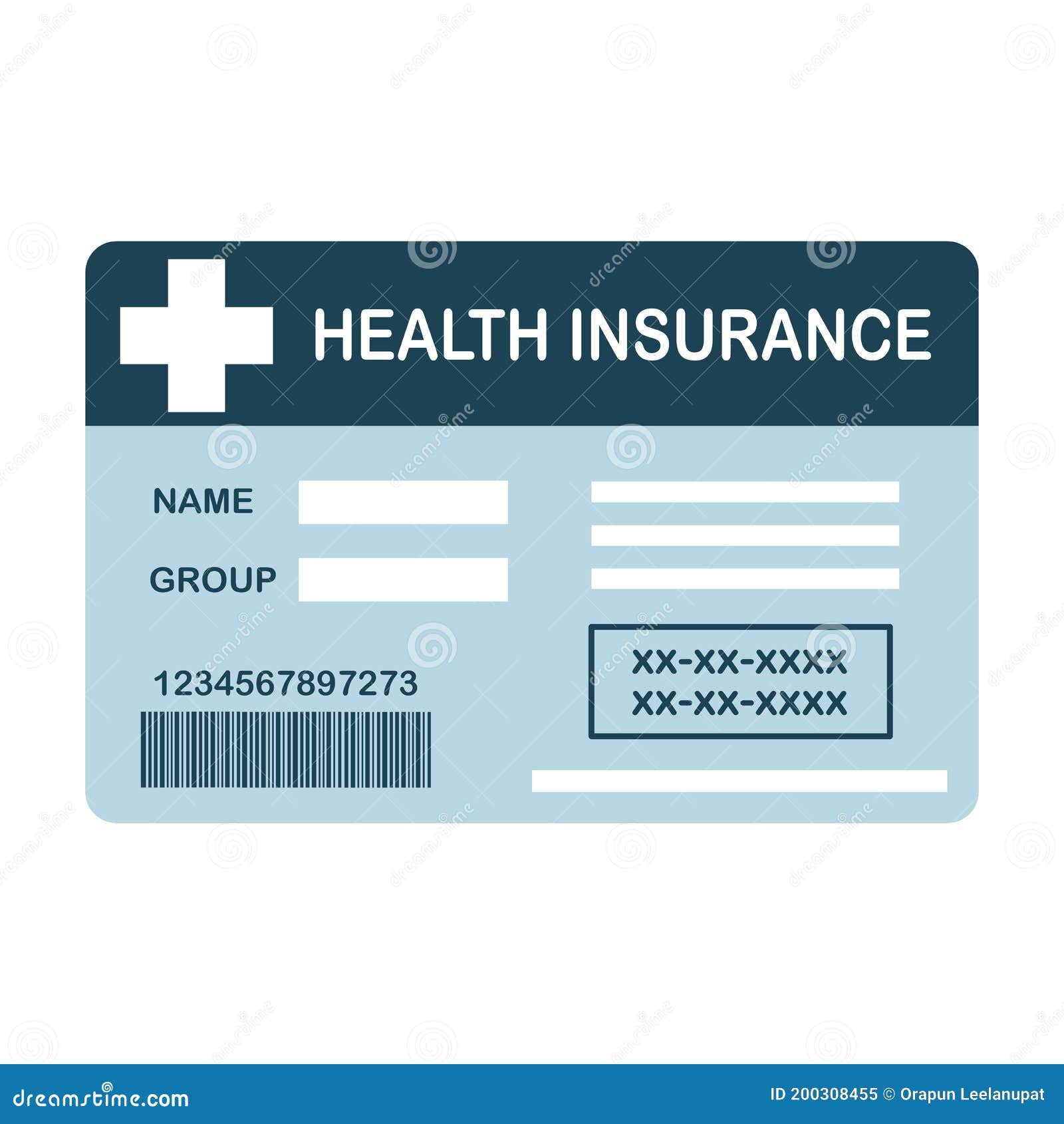 Health Insurance Card Flat Design On White Background Medical Insurance Card Concept Vector Illustration Stock Vector Illustration Of Information Business 200308455