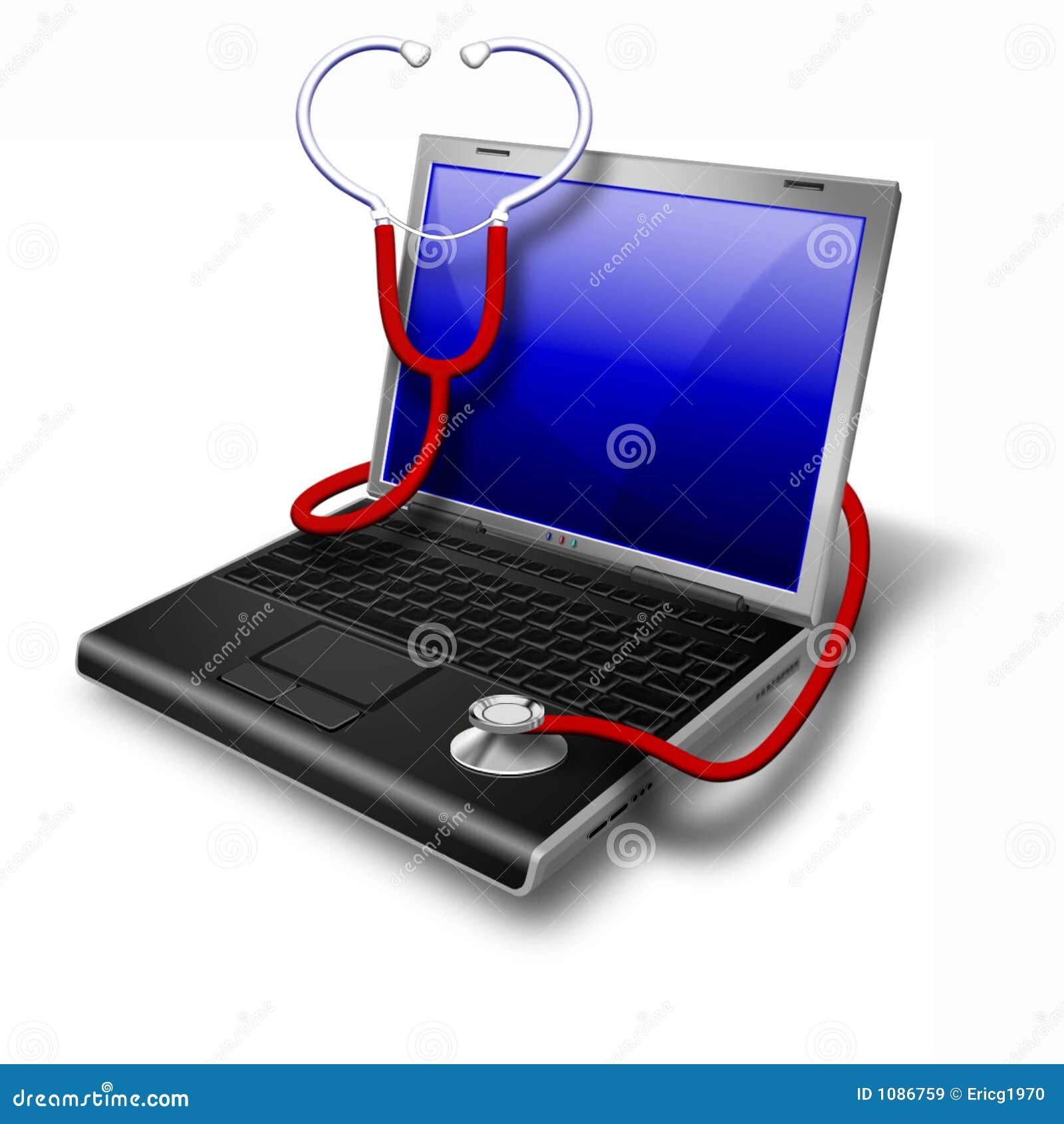 Health Laptop, Notebook Blue Stock Illustration Illustration of