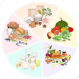 Health And Nutrition Benefits Of Five Main Food Groups Stock Photo Image 33794830