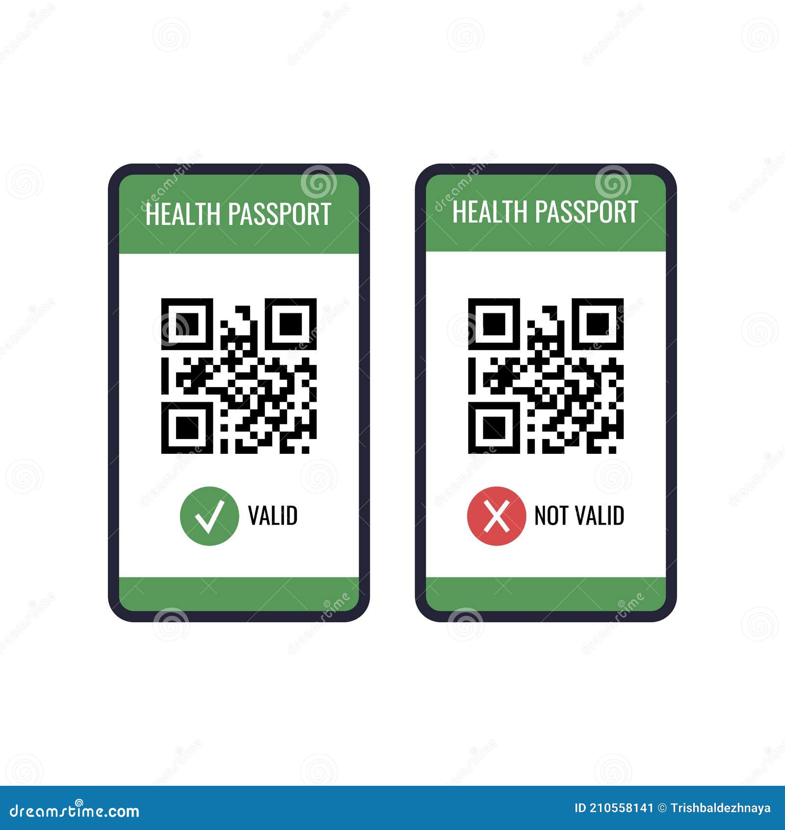 Health Passport on Mobile Phone Screen with Qr-code and Check Mark