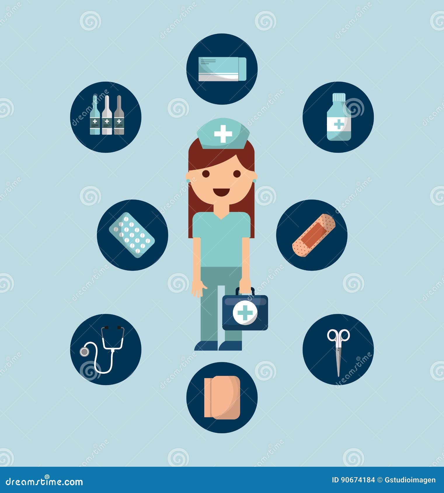 Health Professional with Equipment Stock Vector Illustration of