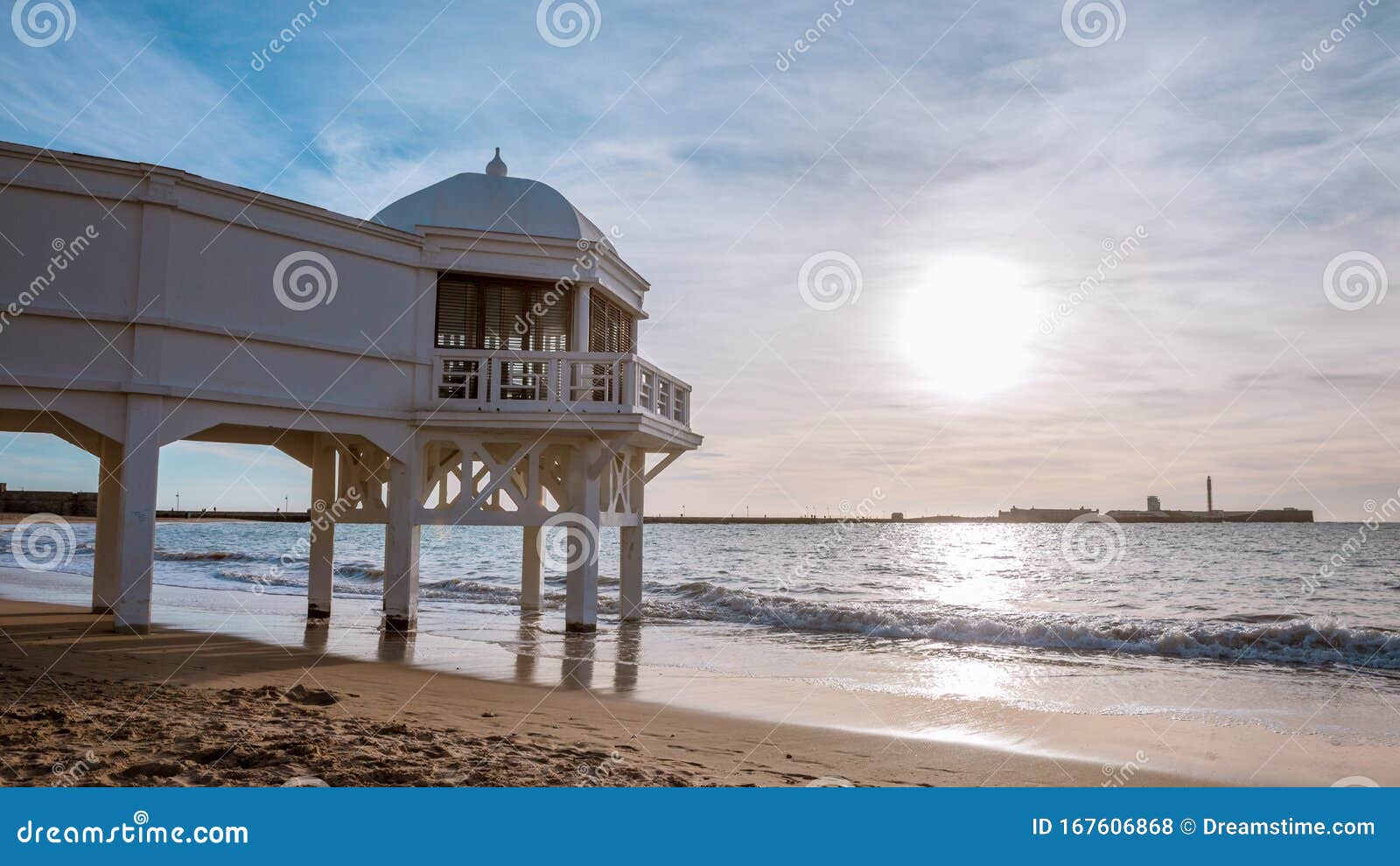 health resort balneario de la playa de la caleta beach in cadiz, andalusia, spain