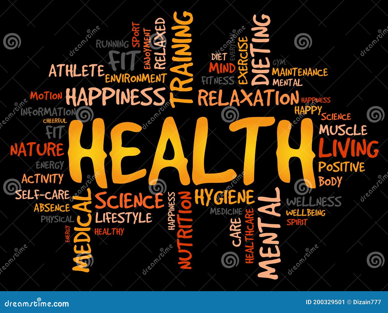 HEALTH word cloud stock illustration. Illustration of public 200329501