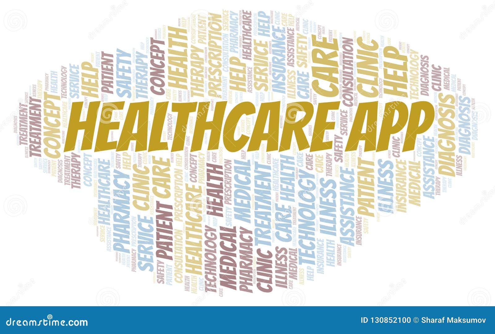 Healthcare App word cloud. Wordcloud made with text only.