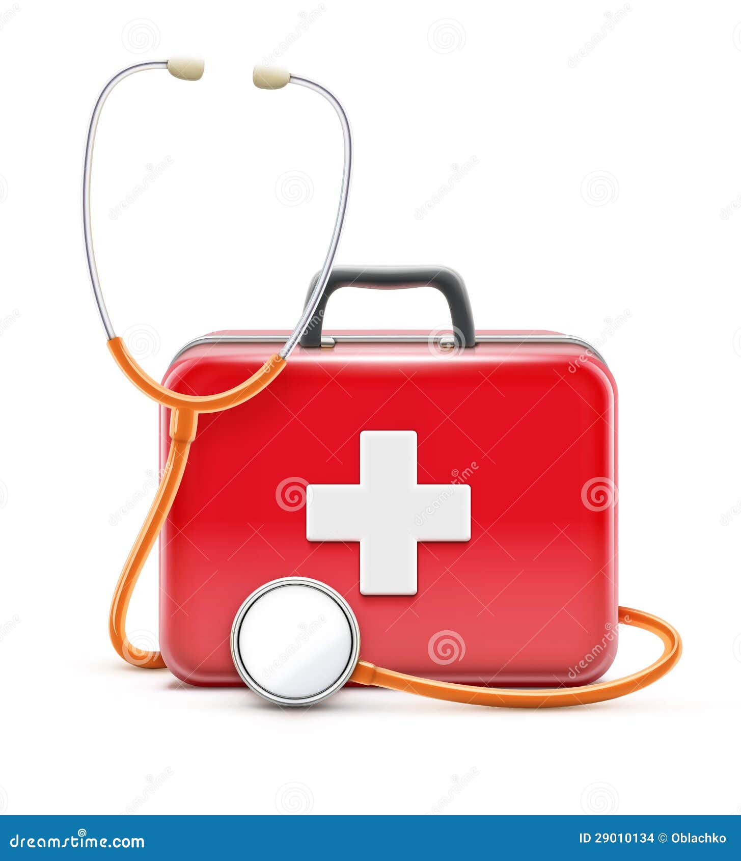 Vector illustration of healthcare concept with stethoscope and first aid box