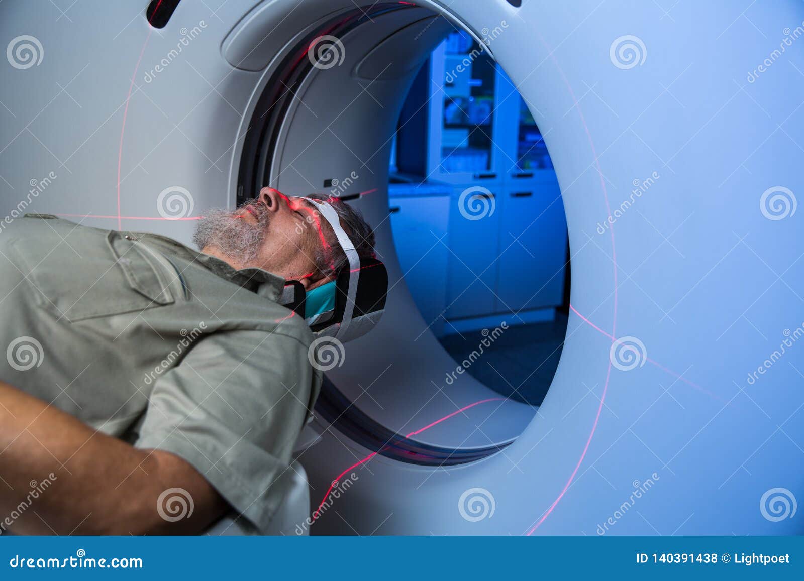 senior male patient undergoing a mri examination in a modern hospital