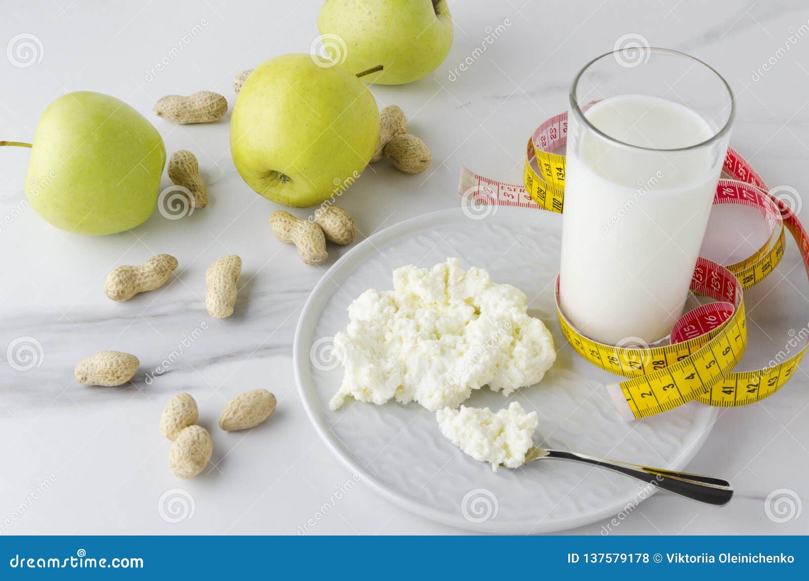 Concept Of Delicious Meal For Milk Diet And Loss Weight Glass Of