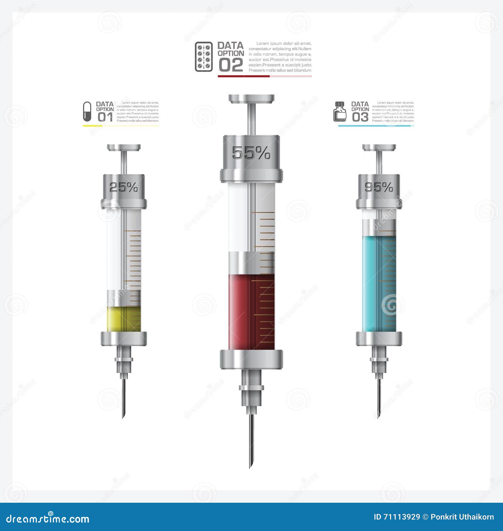 healthcare and medical with syringe tag infographic diagram