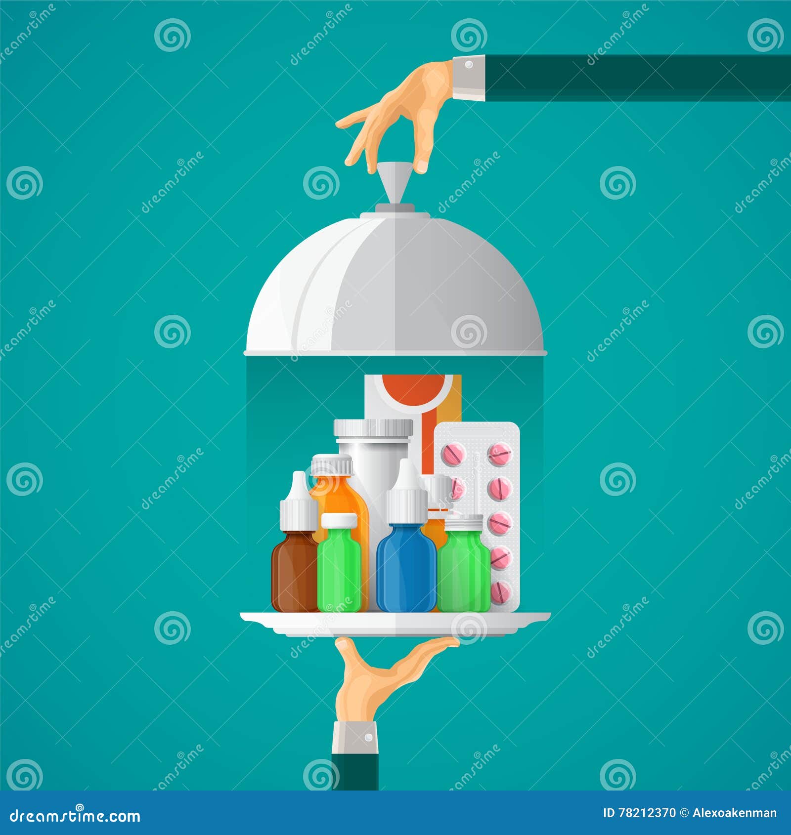 Healthcare & Pharmacy Services Concept in Flat Style Stock Vector