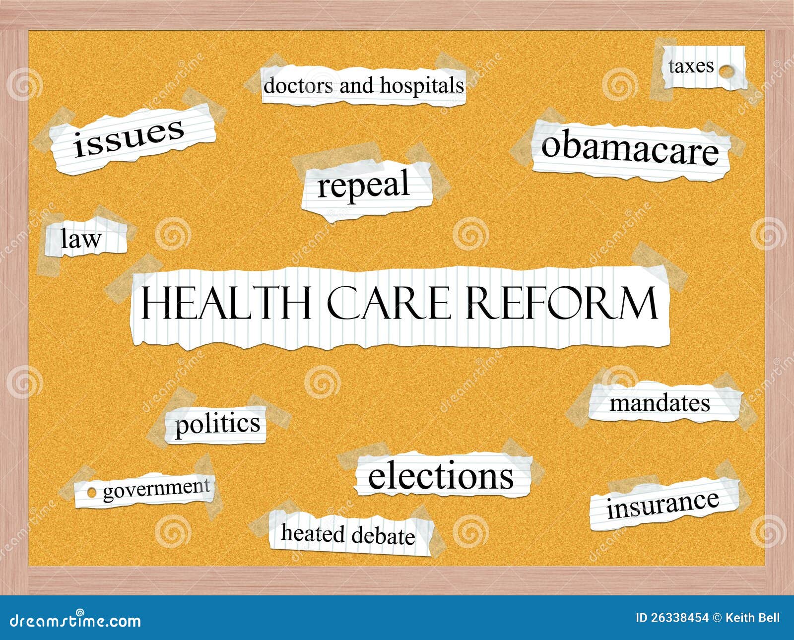 healthcare reform corkboard word concept