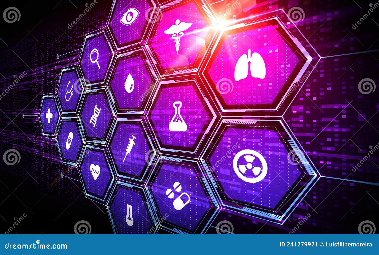 healthcare technology and healthcare science concept - innovation in health and life sciences -  with medical icons on