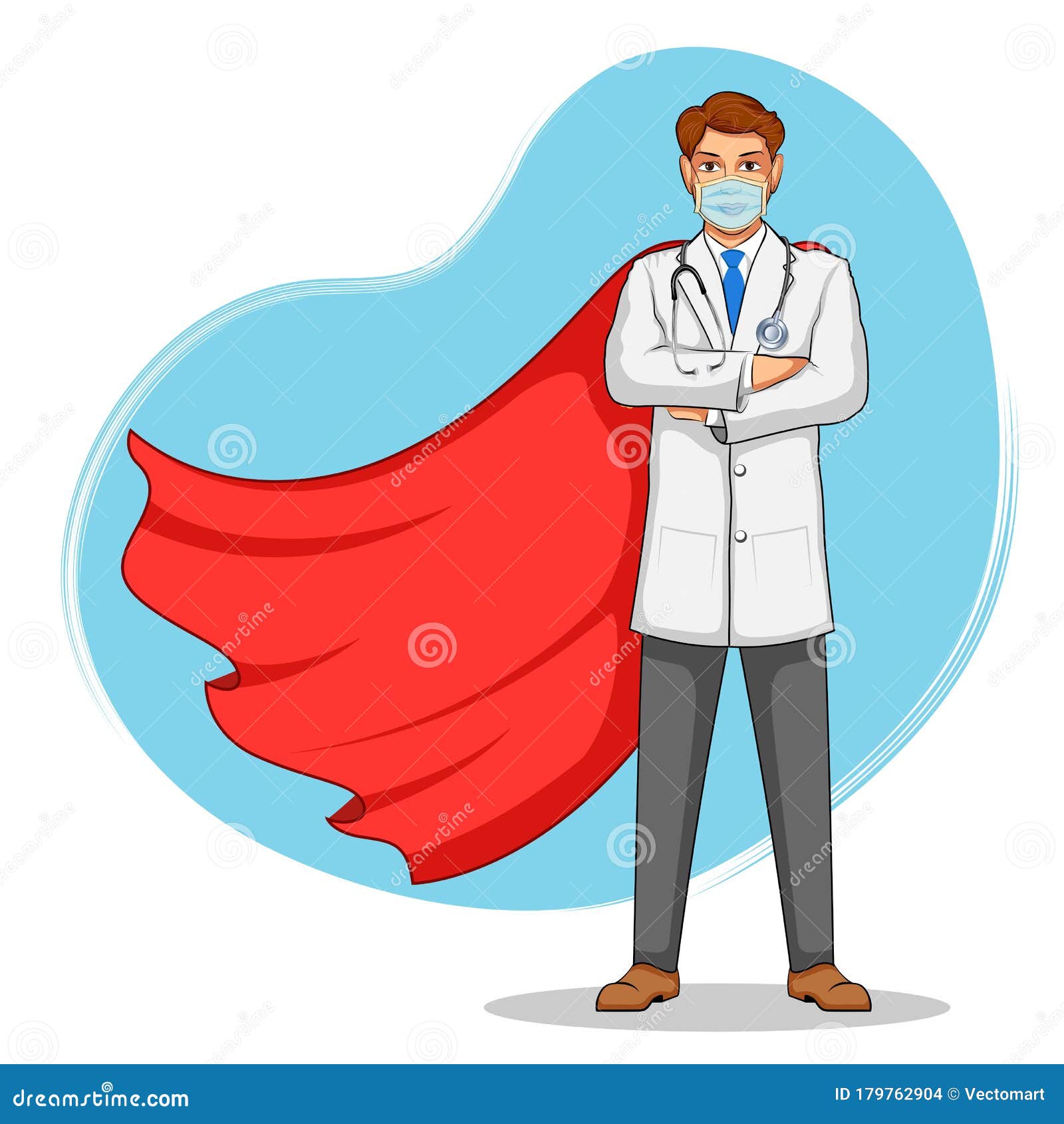 Healthcare Worker Wearing Face Mask Mascot Cartoon Vector