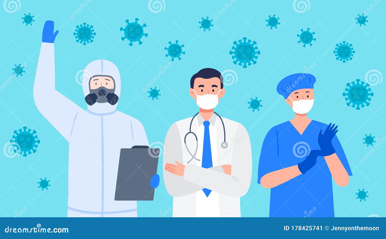 Doctors and Nurses Fighting Against a Virus. Stock Vector ...