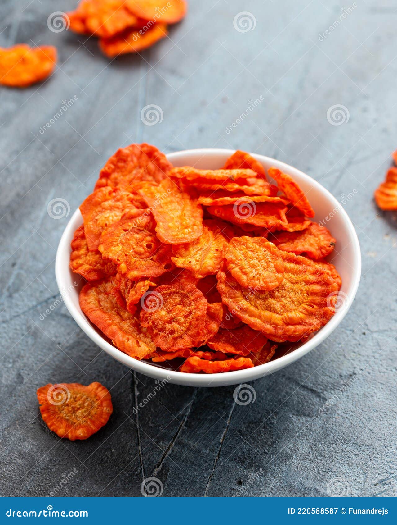Healthy Baked Carrot Chips in White Bowl Stock Image Image of tasty