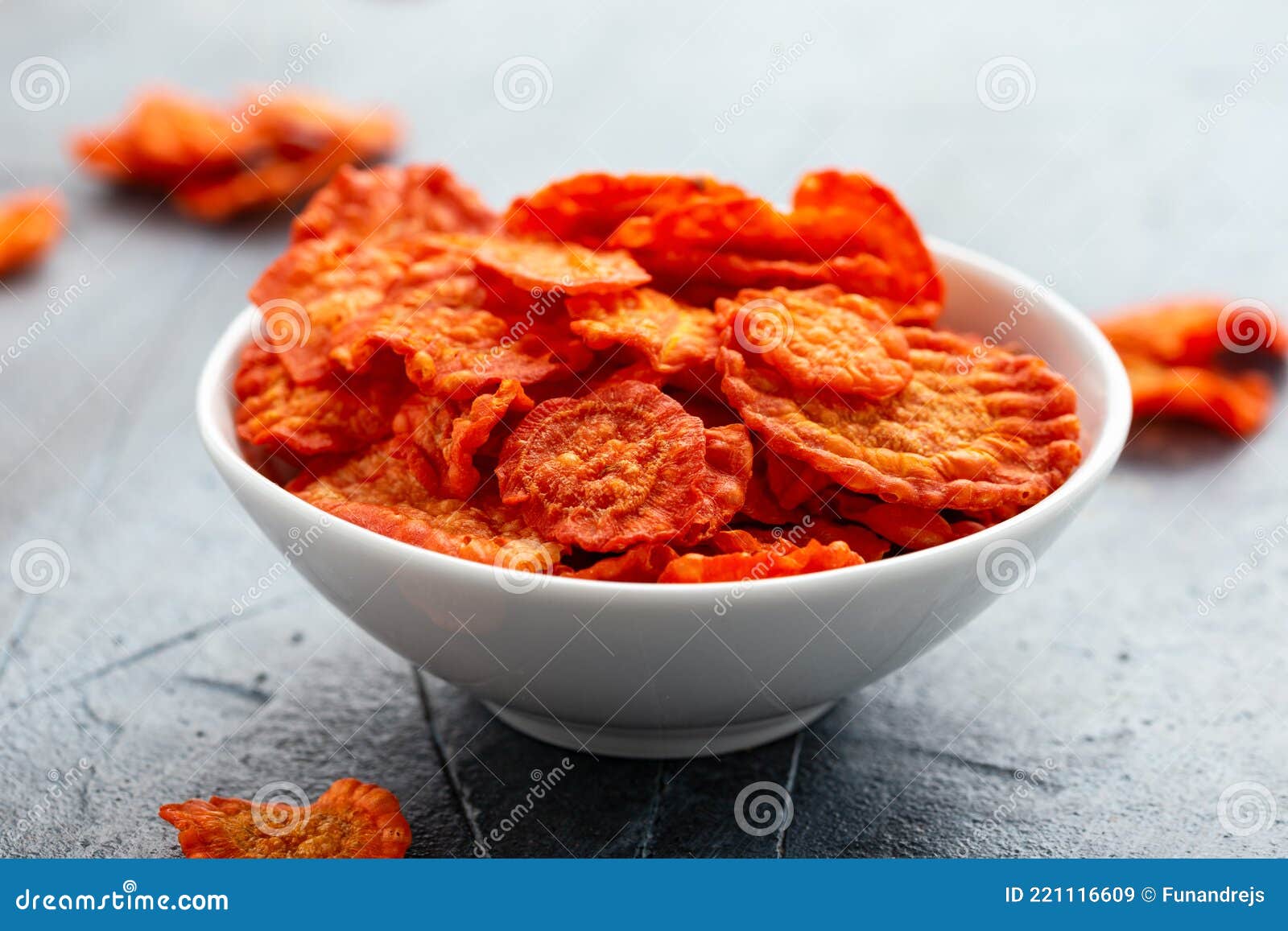 Healthy Baked Carrot Chips in White Bowl Stock Image Image of tasty