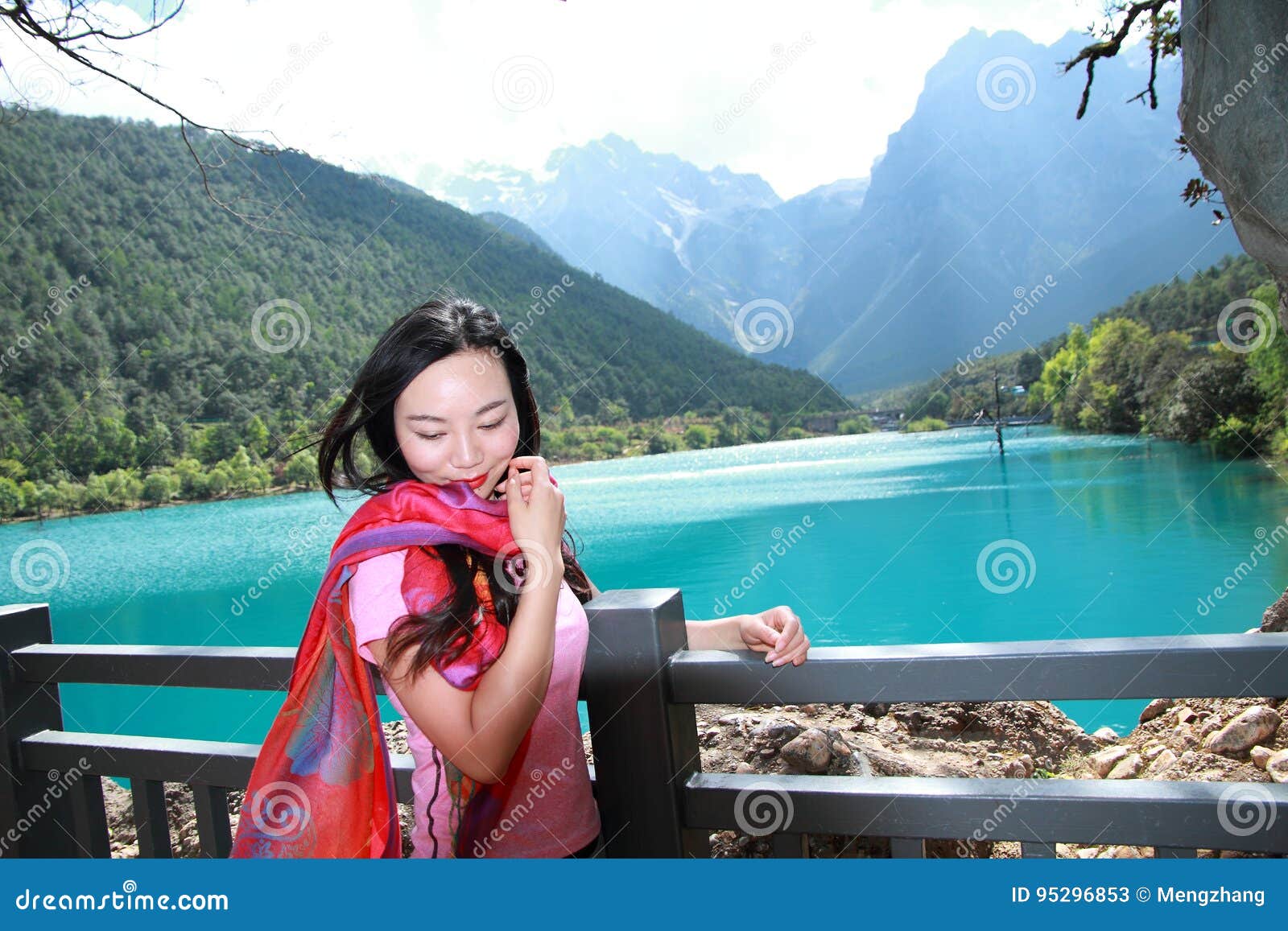 healthy balance life, asian chinese woman enjoy free time at blue-moon valley white water river