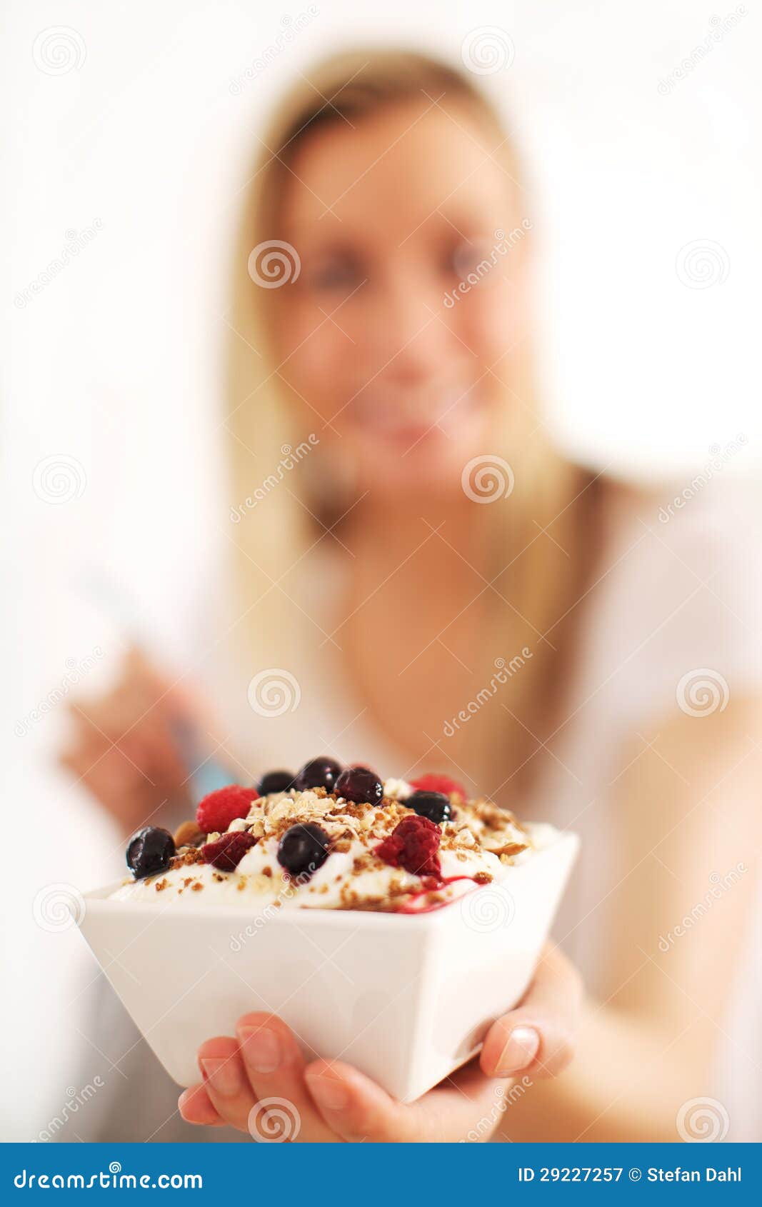 Healthy Bowl of Muesli, Yoghurt and Berries Stock Image Image of full