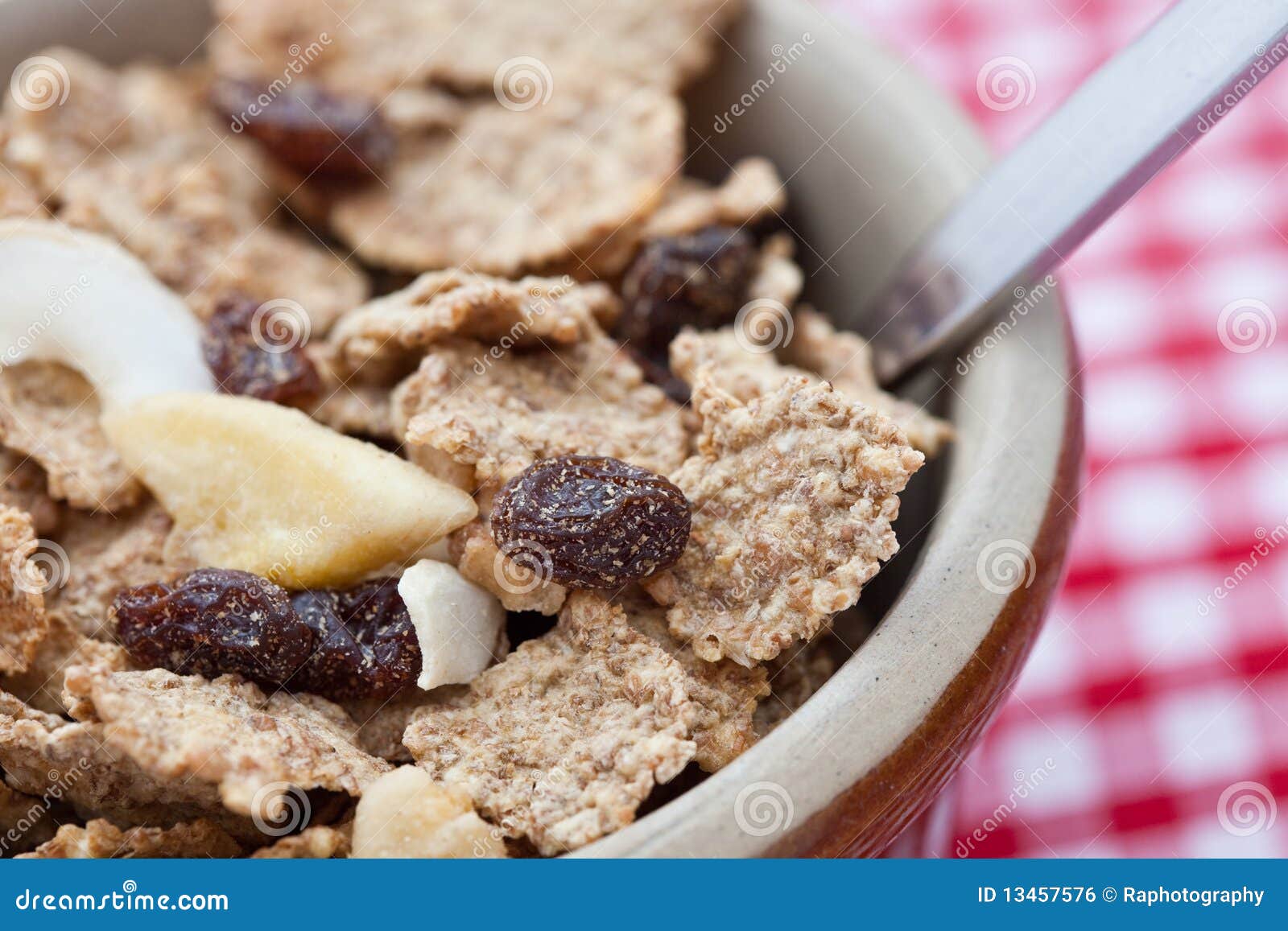Healthy Breakfast of Bran Flakes with Raisins Stock Photo Image of