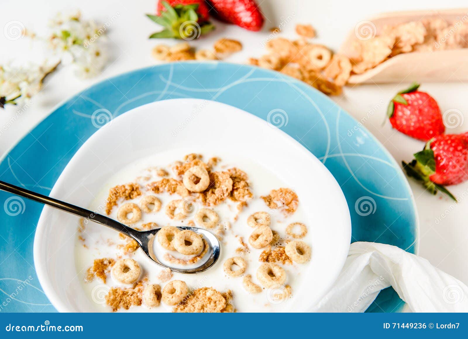 Healthy Breakfast with Cereals and Strawberries Stock Photo Image of