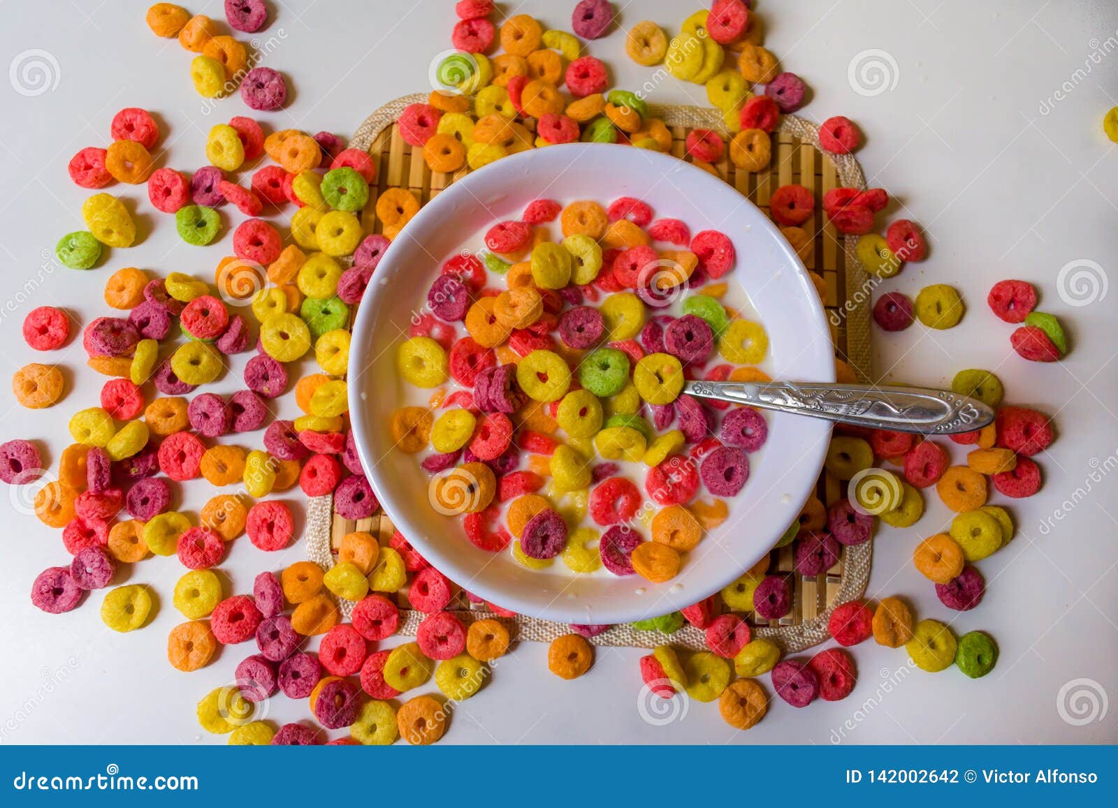 HEALTHY BREAKFAST of COLORFUL CEREAL Stock Photo Image of grain, edible 142002642