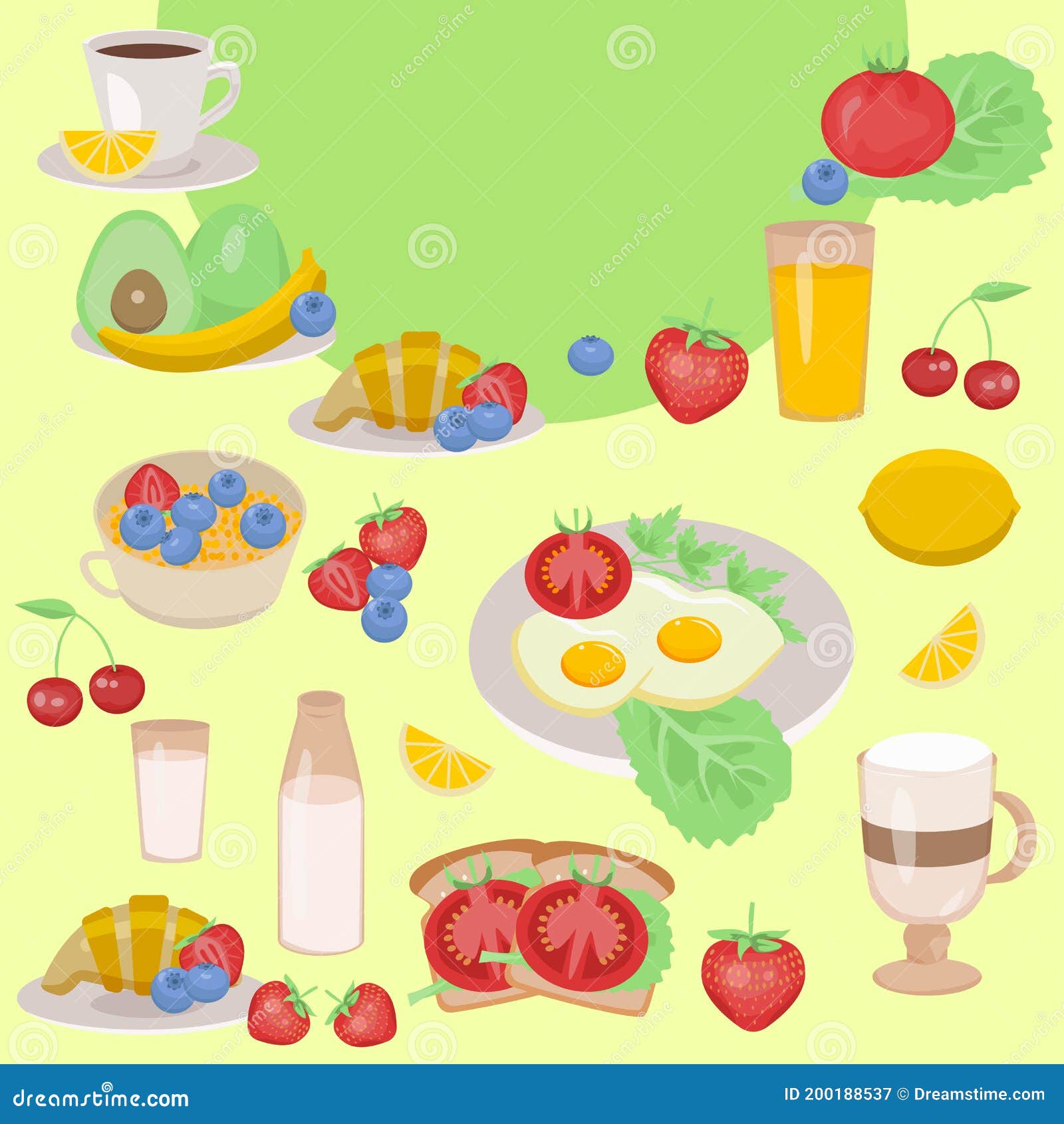 Healthy Breakfast. Breakfast Dishes with Meth for Text. Menu Template