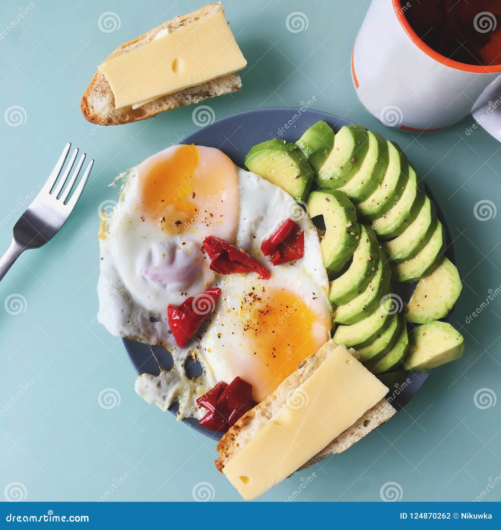 Healthy Breakfast Food, Stuffed Egg Omelette with Vegetable Stock Photo
