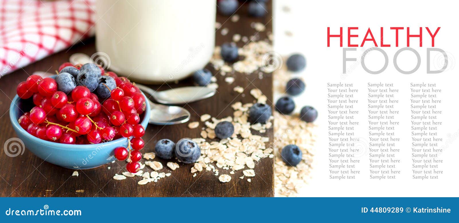 Healthy Breakfast Fresh Berries, Cereals and Natural Yogurt Stock