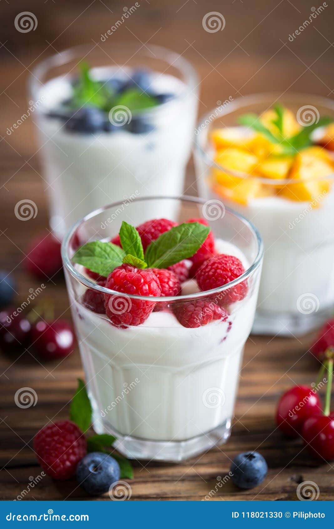 Healthy Breakfast Fresh Yogurt with Berry Fruits Stock Photo - Image of