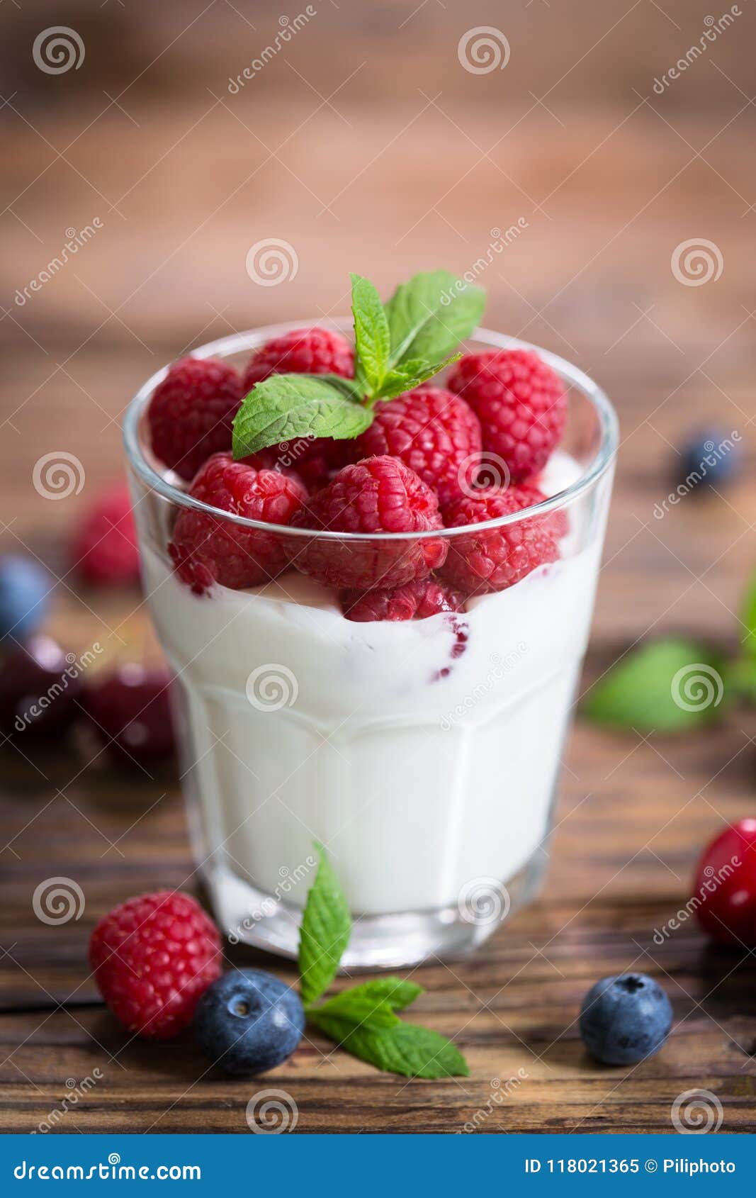 Healthy Breakfast Fresh Yogurt with Berry Fruits Stock Image - Image of