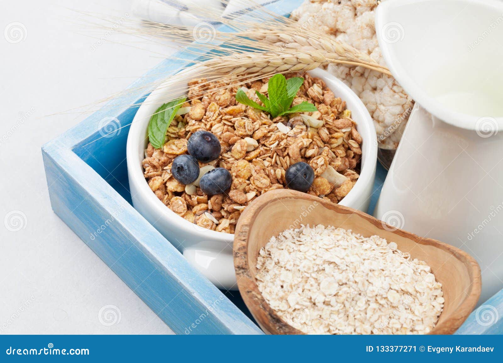 Healthy Breakfast with Muesli, Berries and Milk Stock Image Image of