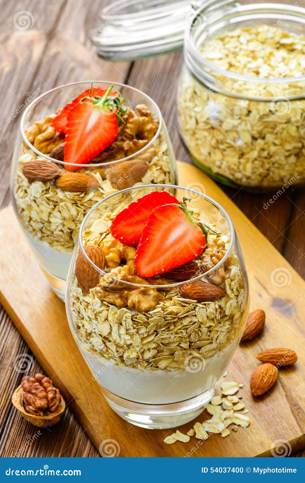 Healthy Breakfast. Natural Yogurt with Muesli and Stock Photo Image of focus, dessert 54037400