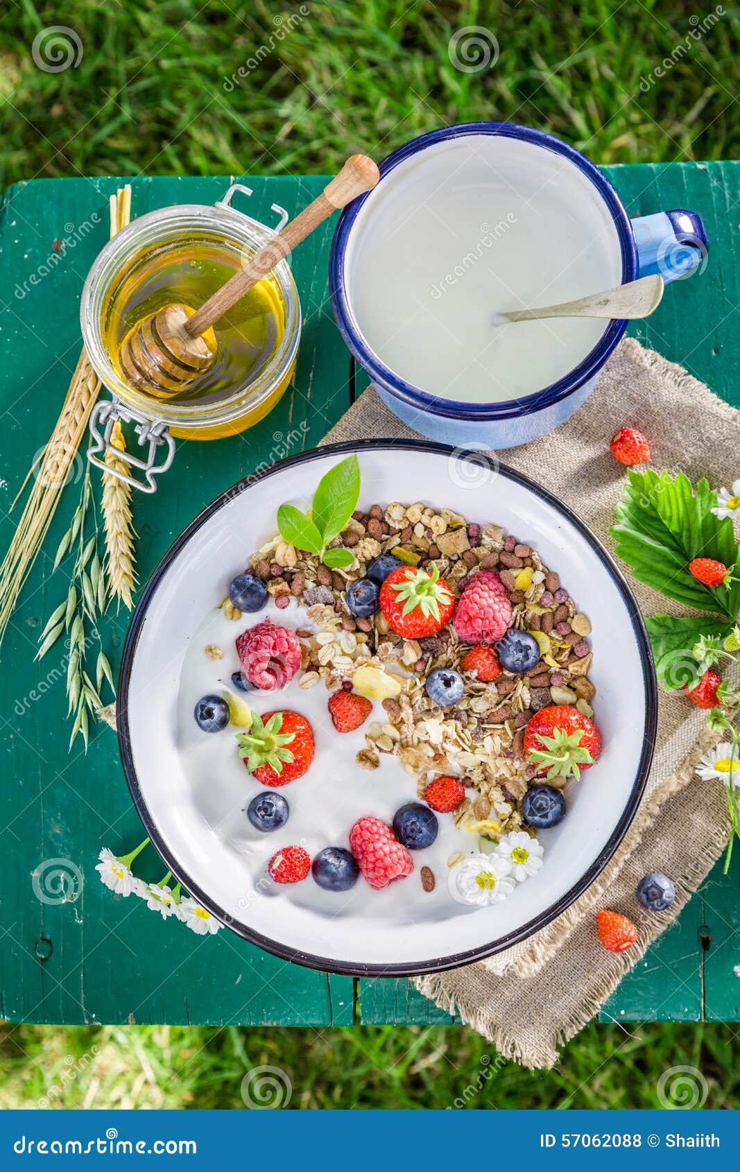 Healthy Breakfast with Yogurt and Berry Fruits Stock Photo - Image of