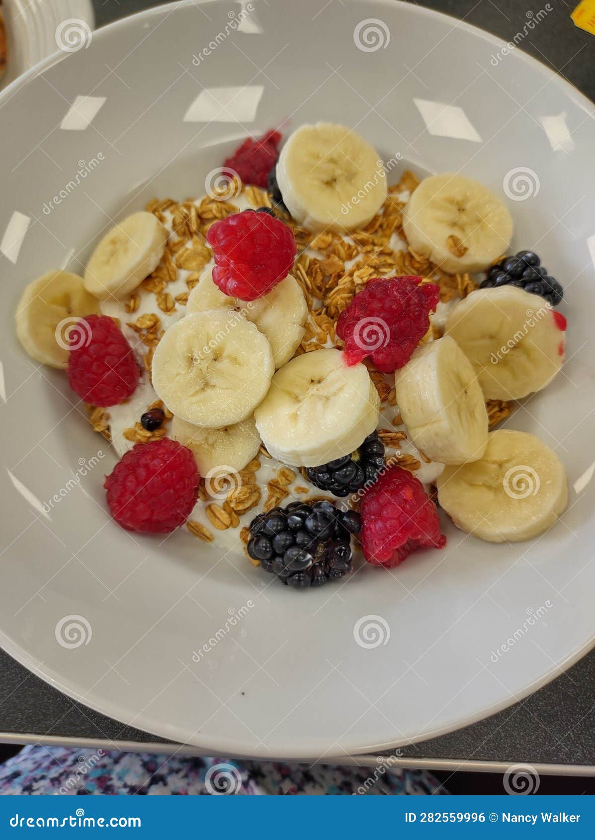 A Healthy Breakfast of Yogurt Granola and Fruits Stock Photo - Image of