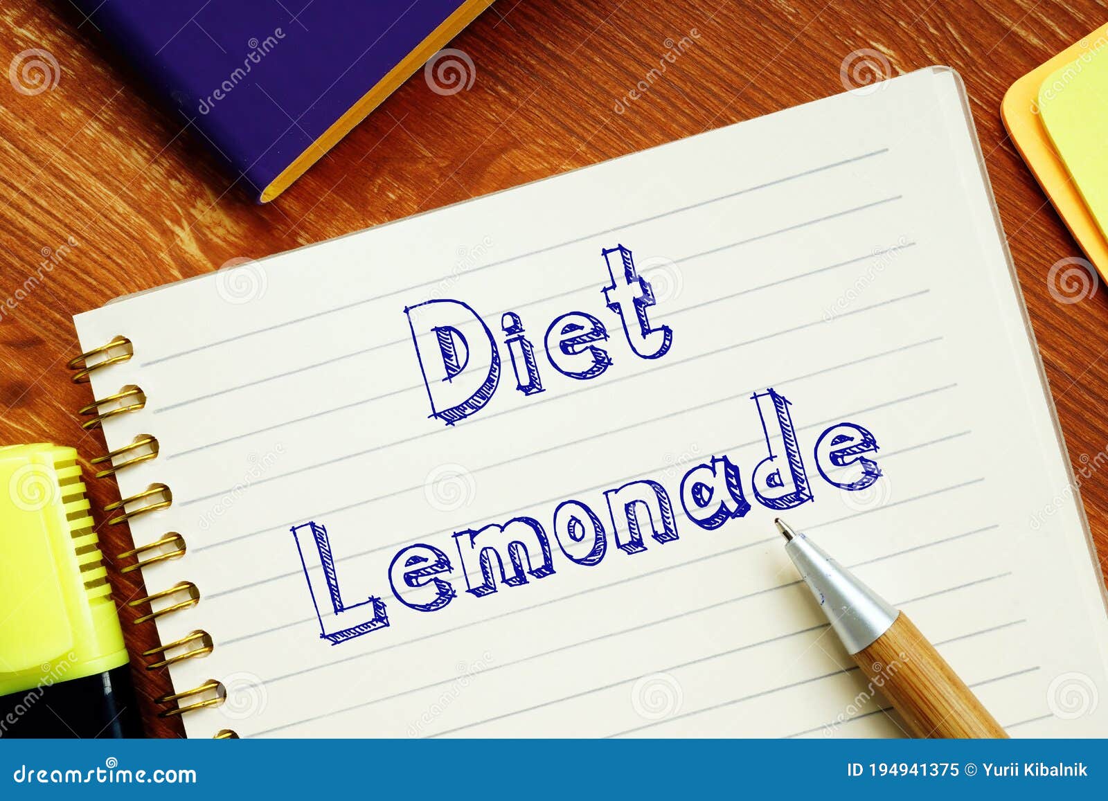 Healthy Concept about Diet Lemonade with Phrase on the Sheet Stock