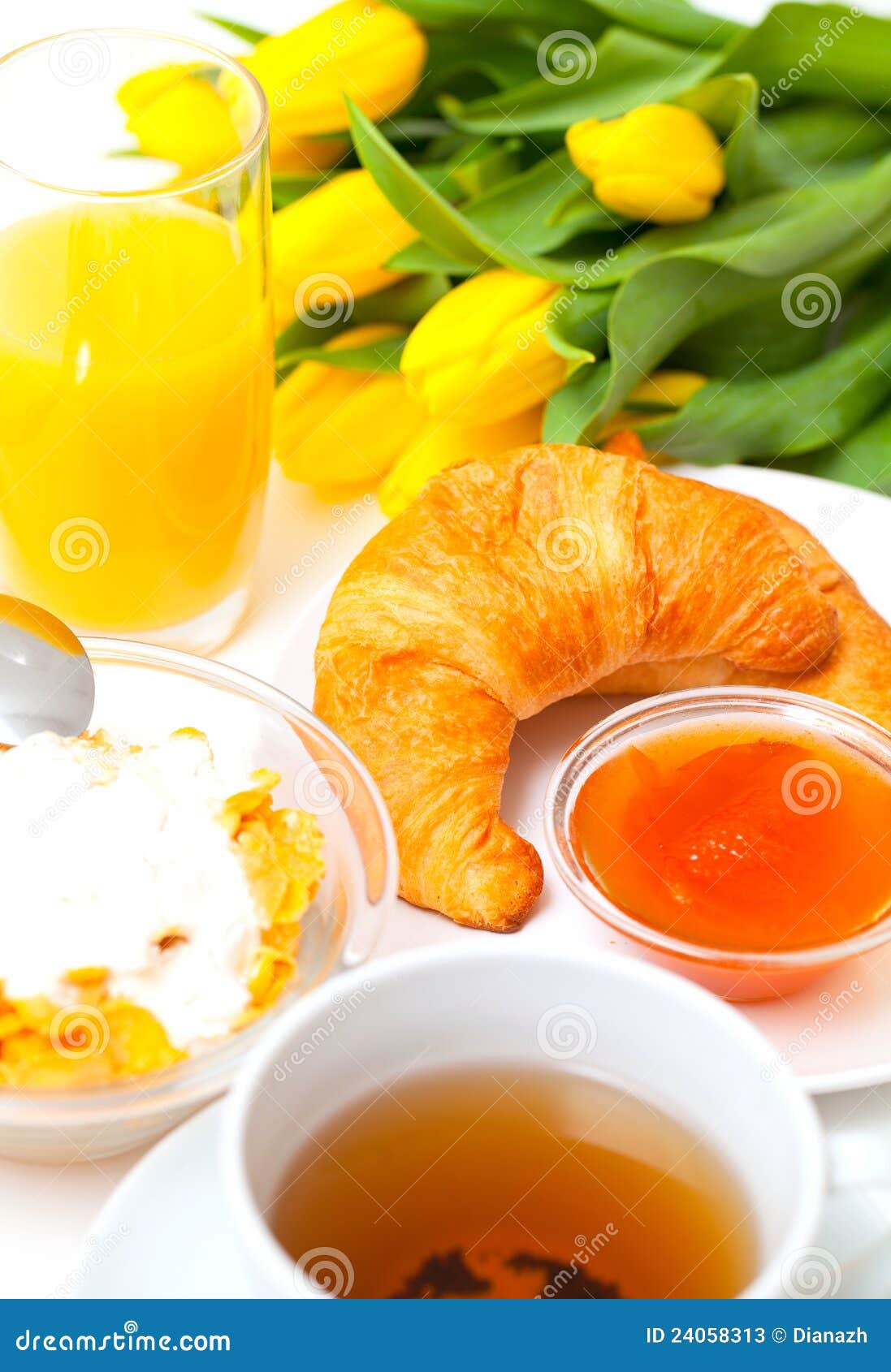 Healthy Continental Breakfast with Brioche Stock Image Image of corn