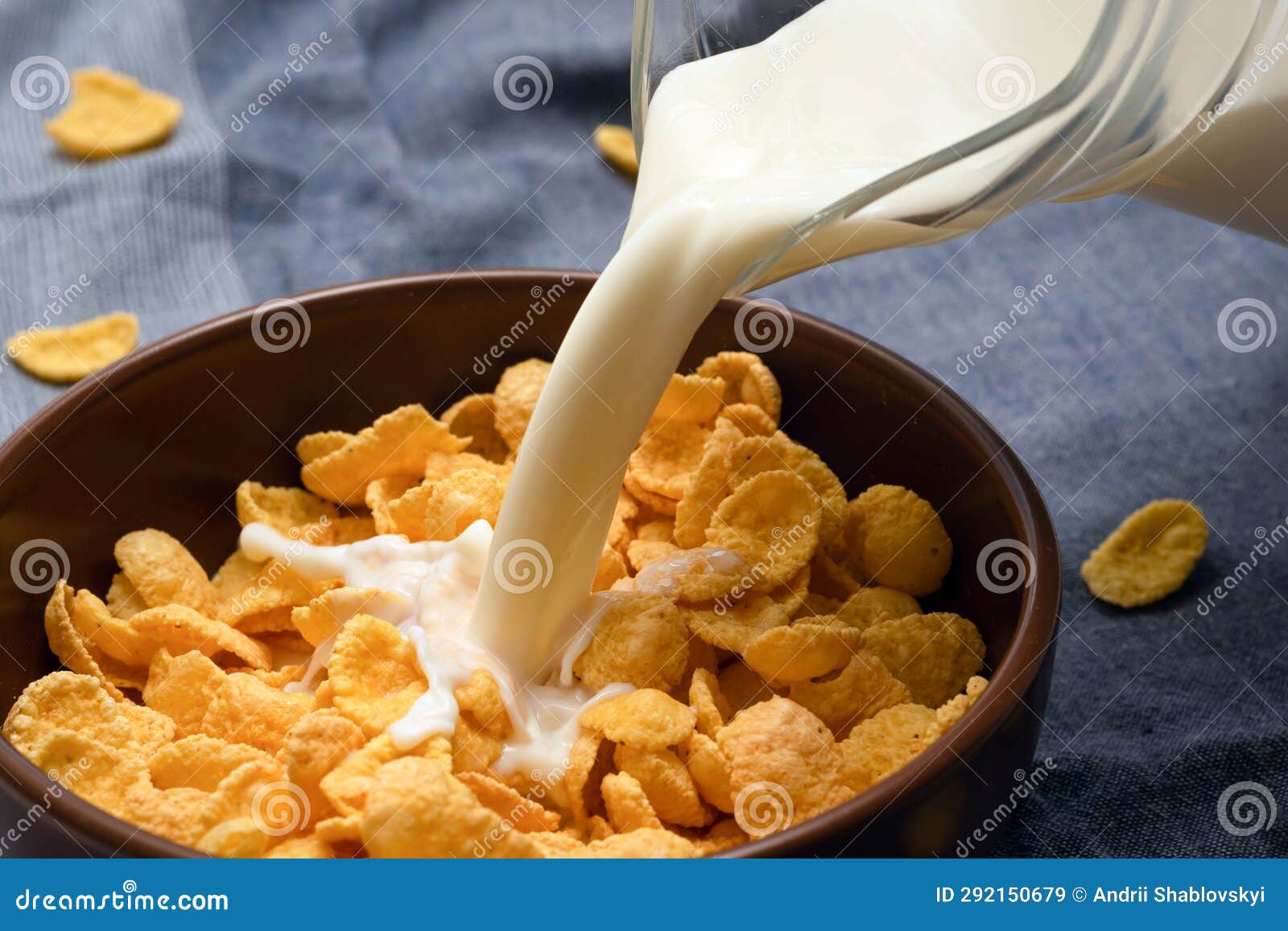 Healthy Corn Flakes with Milk for Breakfast Stock Image Image of grain, food 292150679