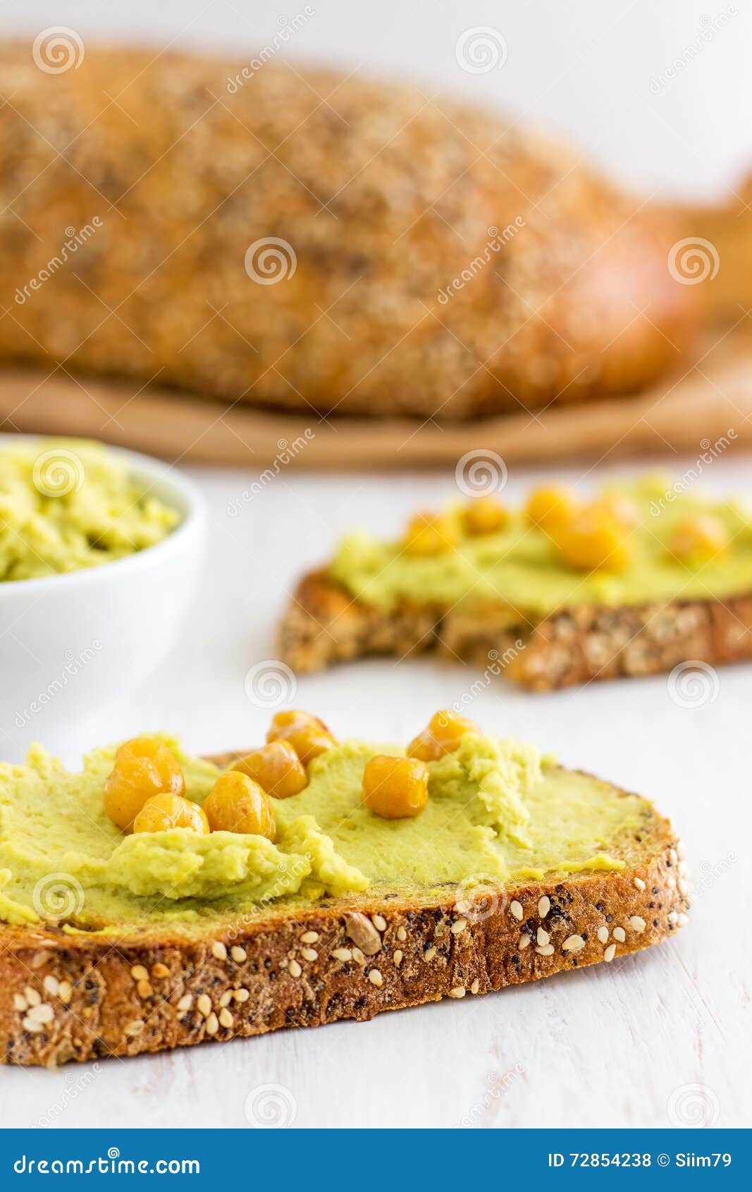 Healthy Creamy Avocado Hummus on Bread Stock Photo Image of eating