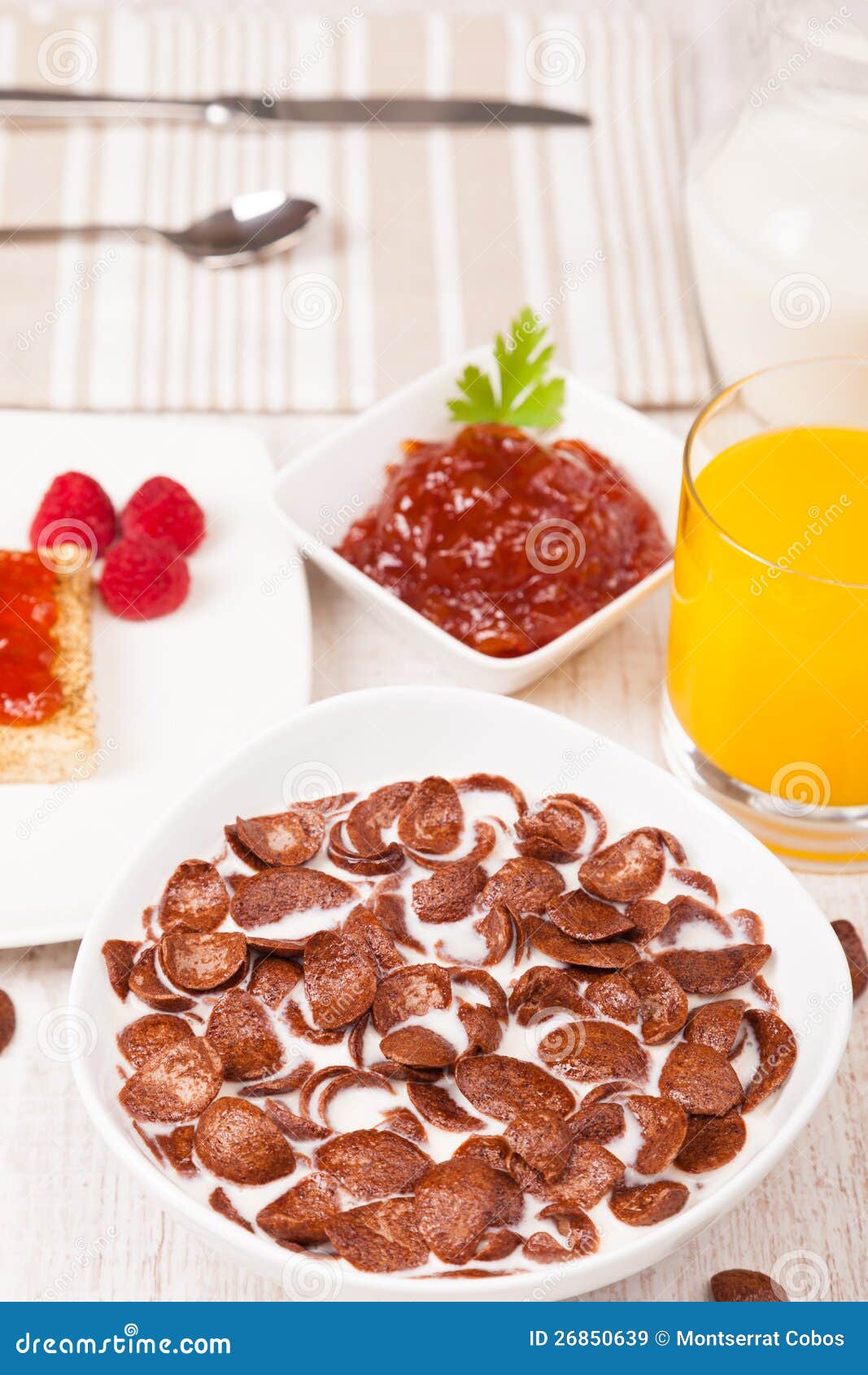 Healthy dairy breakfast stock image. Image of cornflakes 26850639
