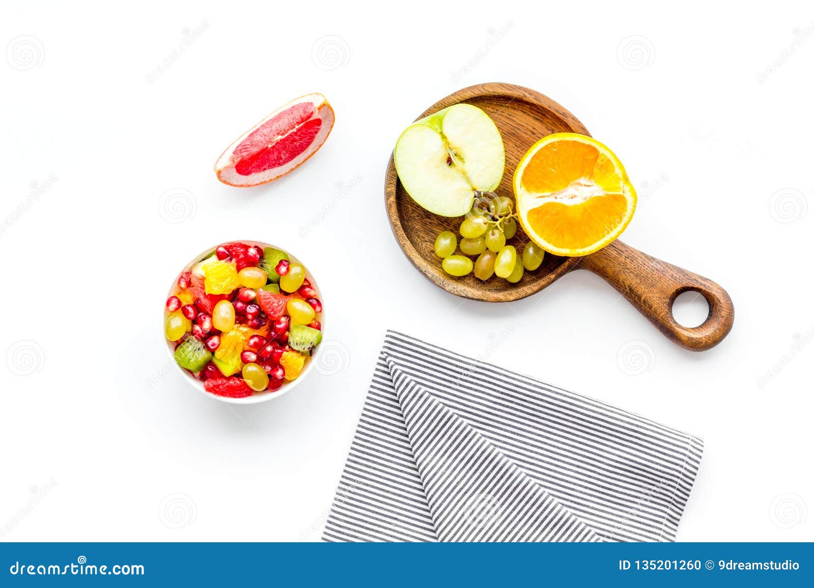 Healthy Diet Concept. Fruit Salad Near Fresh Fruits On ...