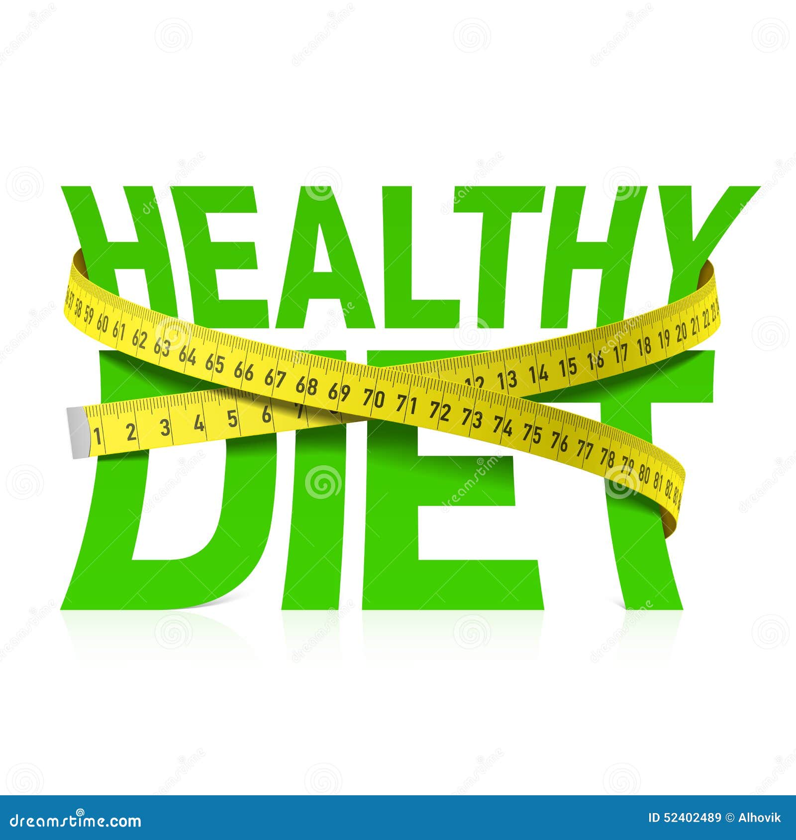 healthy diet phrase with measuring tape