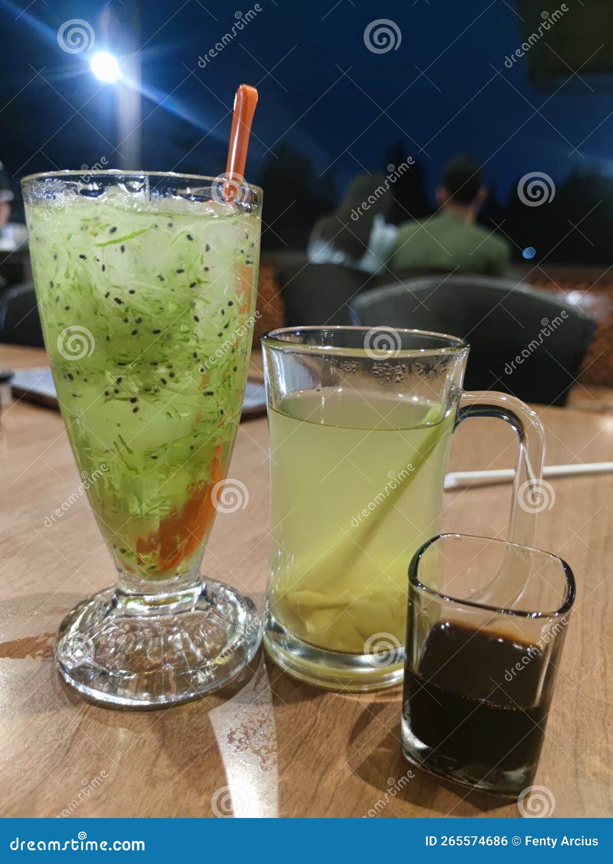 Healthy Drink in Green, Ginger Hot Vs Cucumber Cold Stock Photo Image