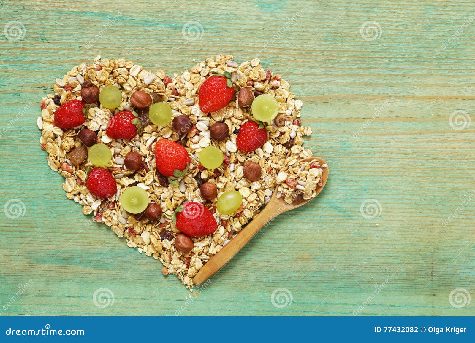 Healthy Eating Granola Cereal with Nuts and Fruit Stock Photo Image