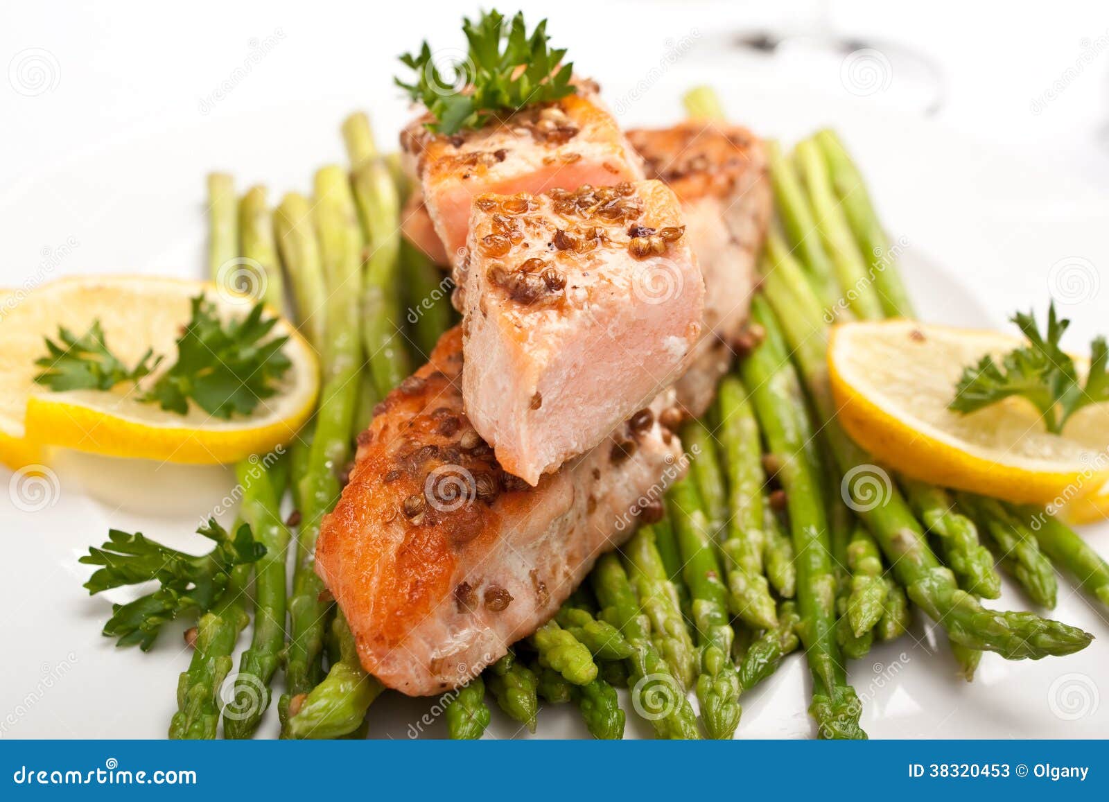 Healthy Fish and Asparagus stock image. Image of fish 38320453
