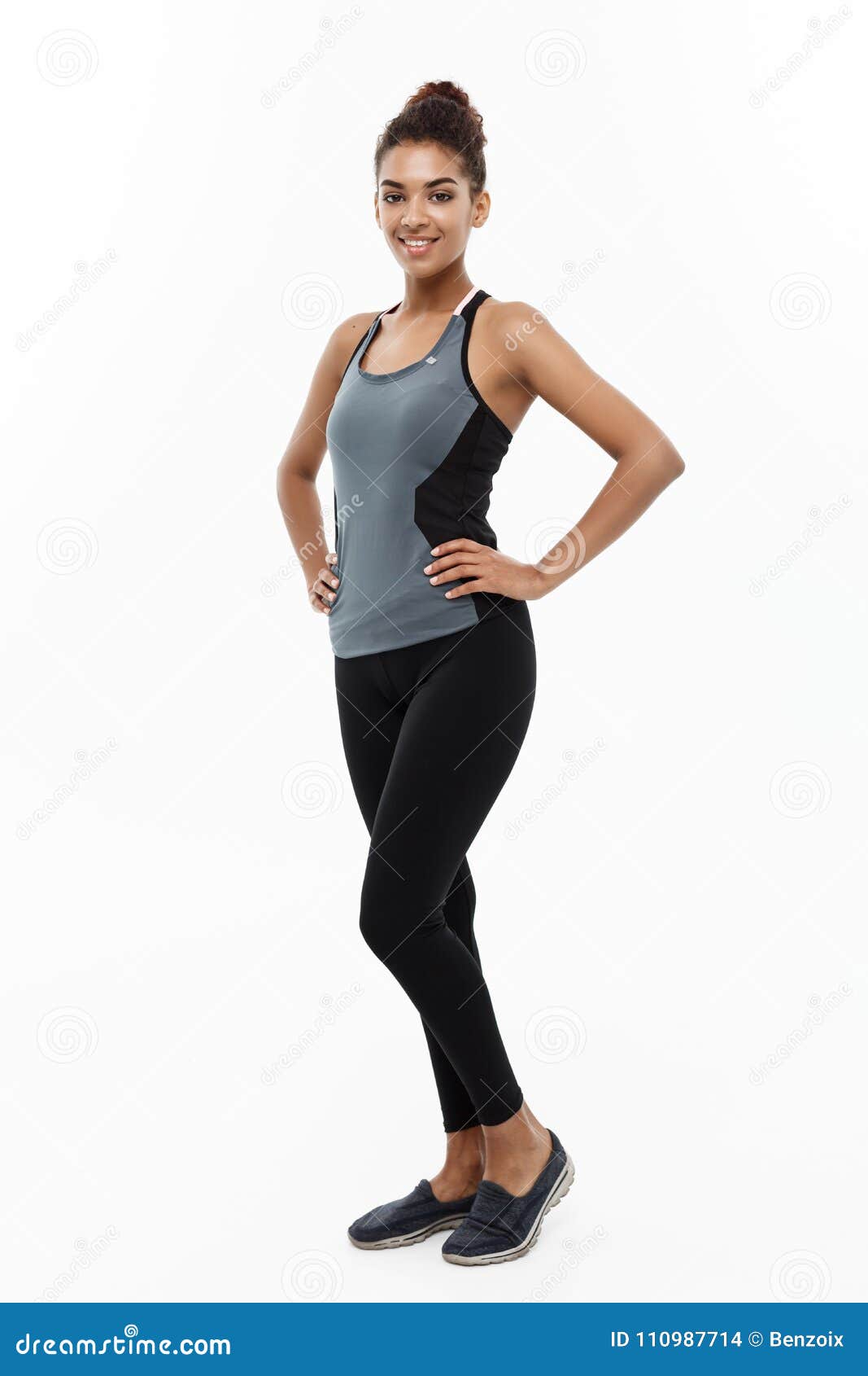 Healthy and Fitness Concept - Portrait of African American Girl Posing ...