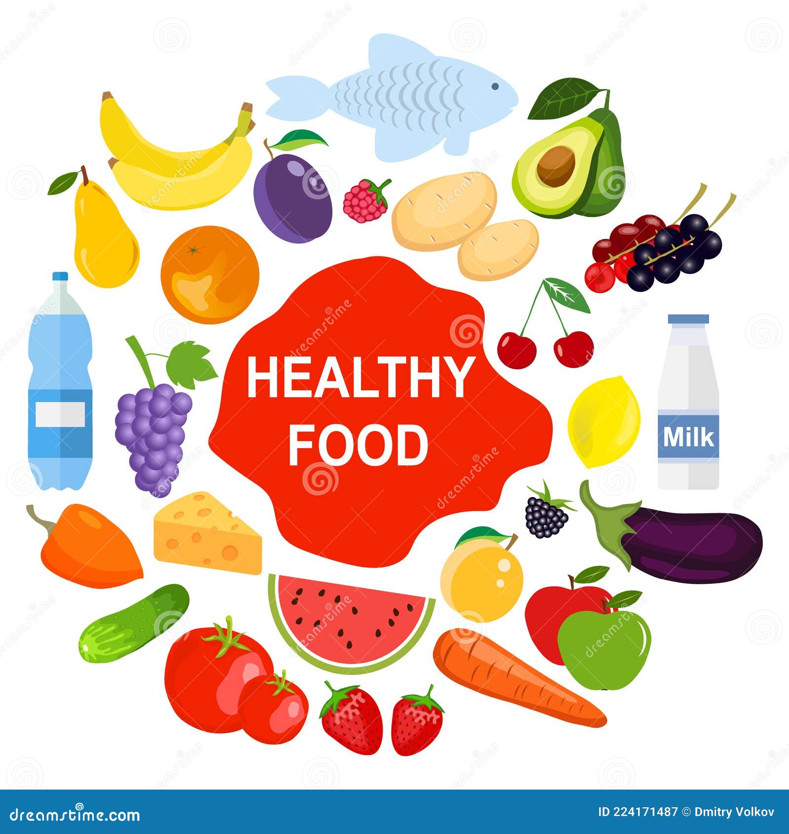 Healthy Food Concept, Healthy Food Products. Vector Illustration Stock ...