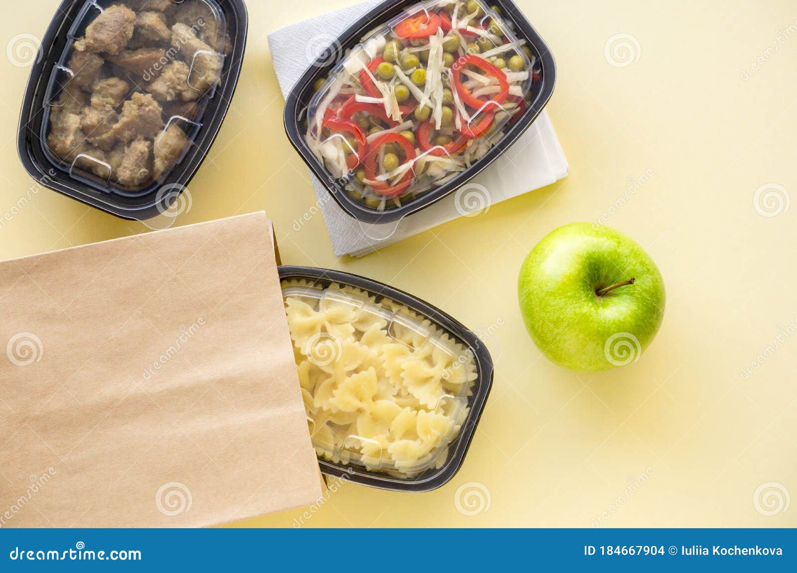 Healthy Food Delivery in Plastic Containers Stock Photo Image of