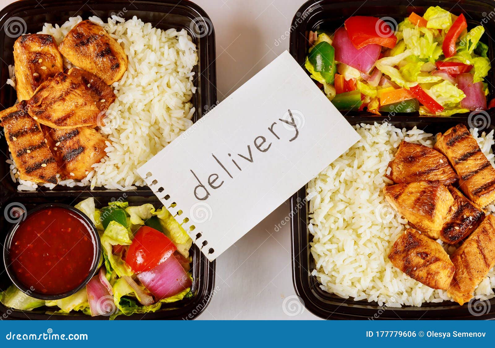 Healthy Food Delivery or Take Away Lunch in Container Stock Photo
